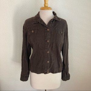 Chico’s linen Long sleeve button down shirt shacket jacket boho lagenlook